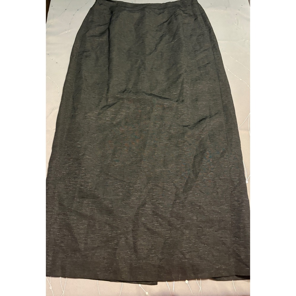 Judith Hart Collection Silk Linen Maxi Skirt Black Textured Column Size 10